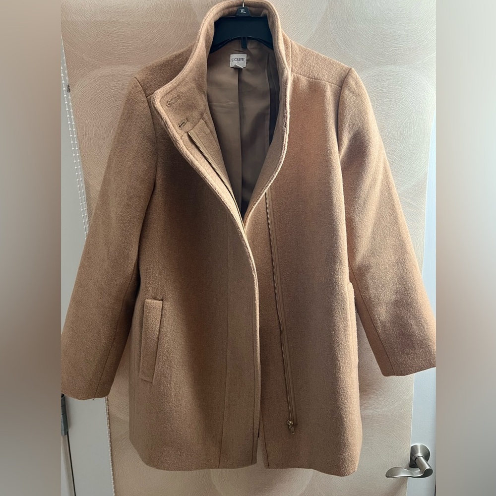 New JCREW Sz 12 Toscana Coat Italian Stadium Cloth Wool Blend Heather Acorn $348